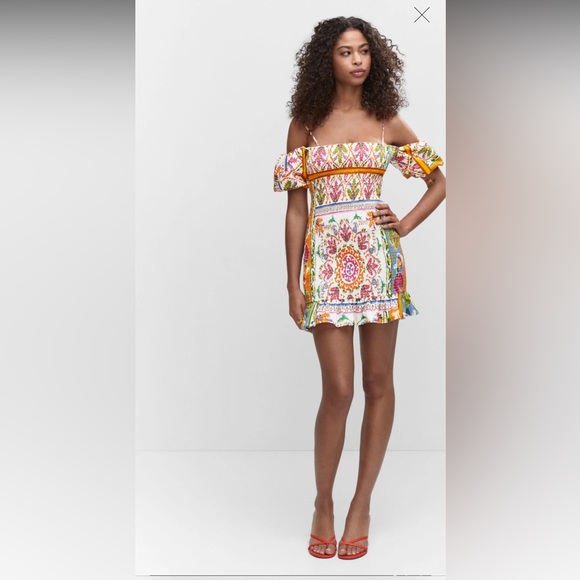 MANGO Ruffled Print Dress - Picture 2 of 4